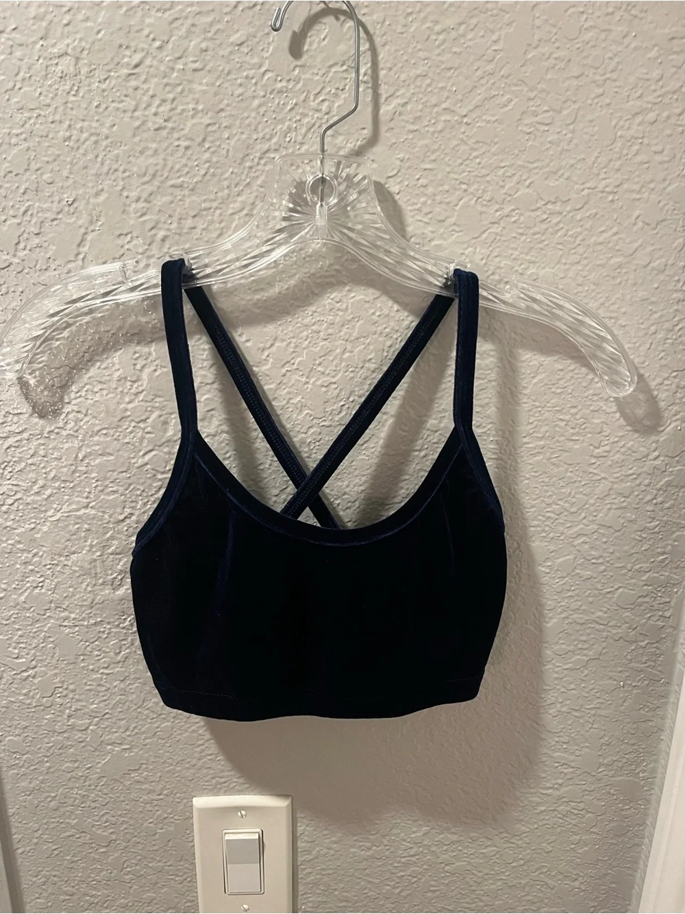 Jr Girls 3 Piece Dance Costume - Navy Velvet Bralette, Pants and Top